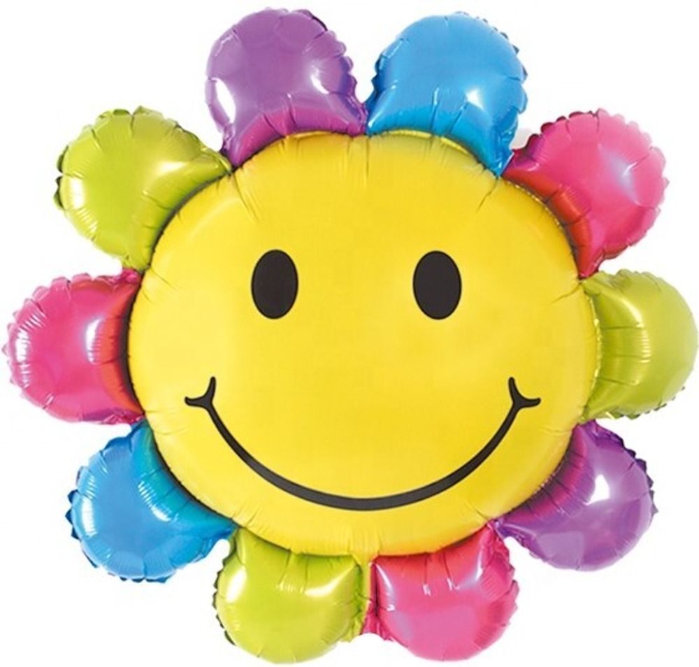 Шар с клапаном (17"/43 см) Мини-фигура, Солнышко разноцветное