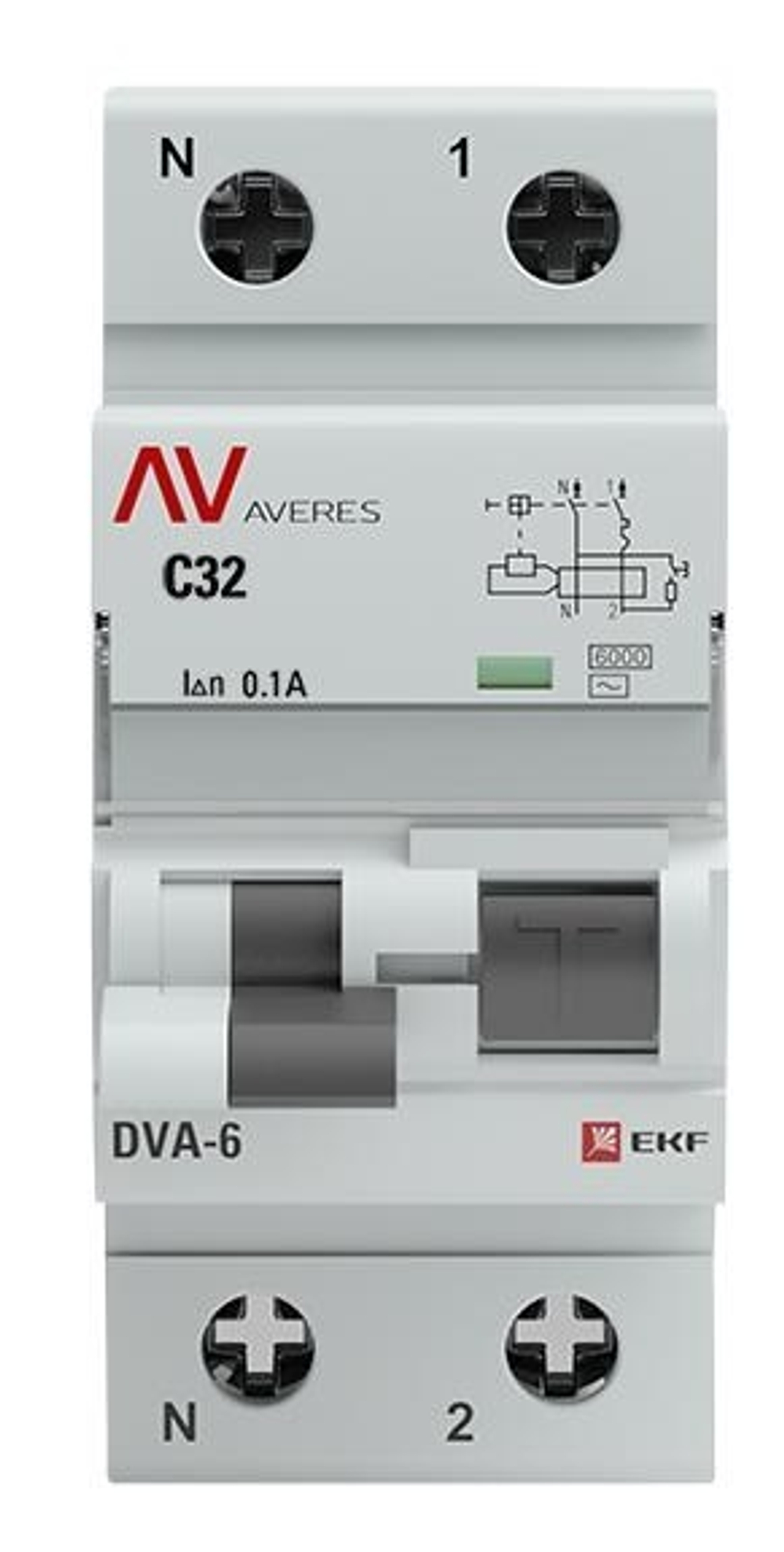Автомат дифференциальный EKF rcbo6-1pn-32C-100-ac-av