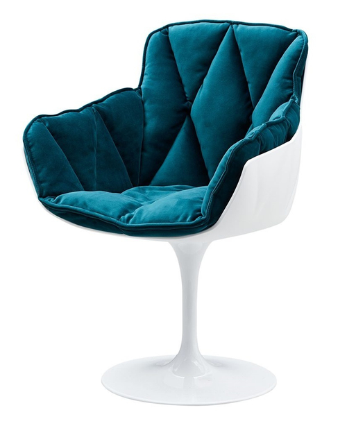Дизайнерское кресло DC1571D(V2) белый/бирюзовый