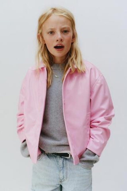 ZARA КУРТКА ИЗ ИСКУССТВЕННОЙ КОЖИ, РОЗОВЫЙ