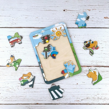 Деревянный пазл «Собачка-постовой» 12 деталей