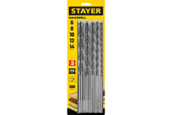 Набор сверл спиральных по дереву STAYER Maxdrill (5 шт; 6-8-10-12-14x300 мм) 2943-300-H5_z01