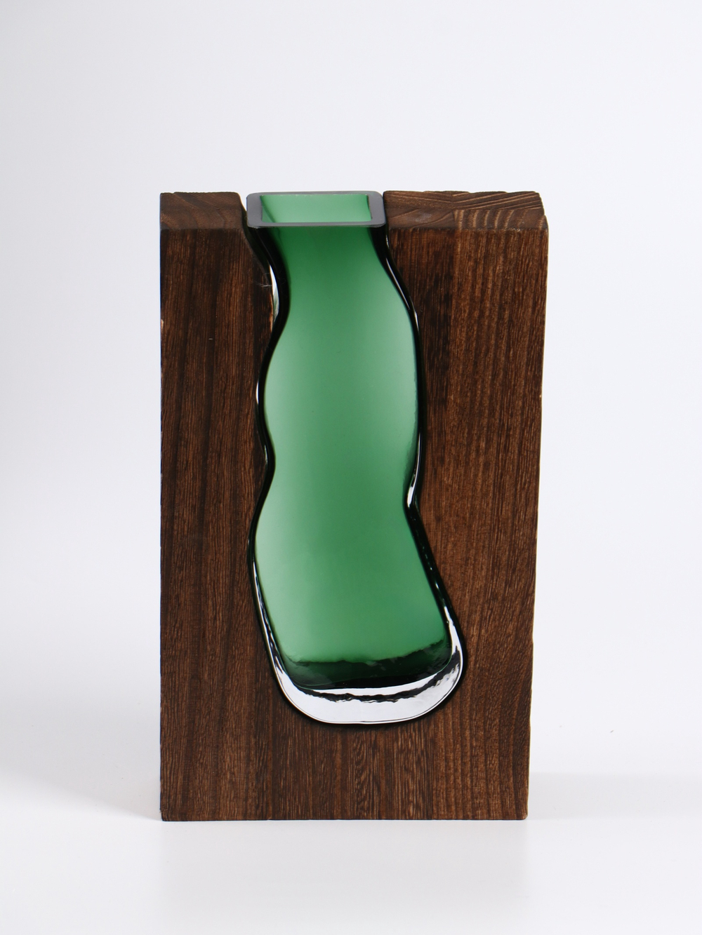 Ваза стекло настольная 24х14,5 см, коричнево-зелёный