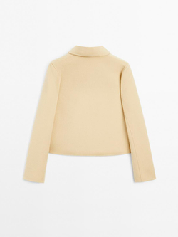 Massimo Dutti Короткое пальто из смесовой шерсти, светло-бежевый