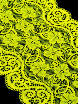 Эластичное кружево желтое неоновое ширина 18 см ОТРЕЗЫ