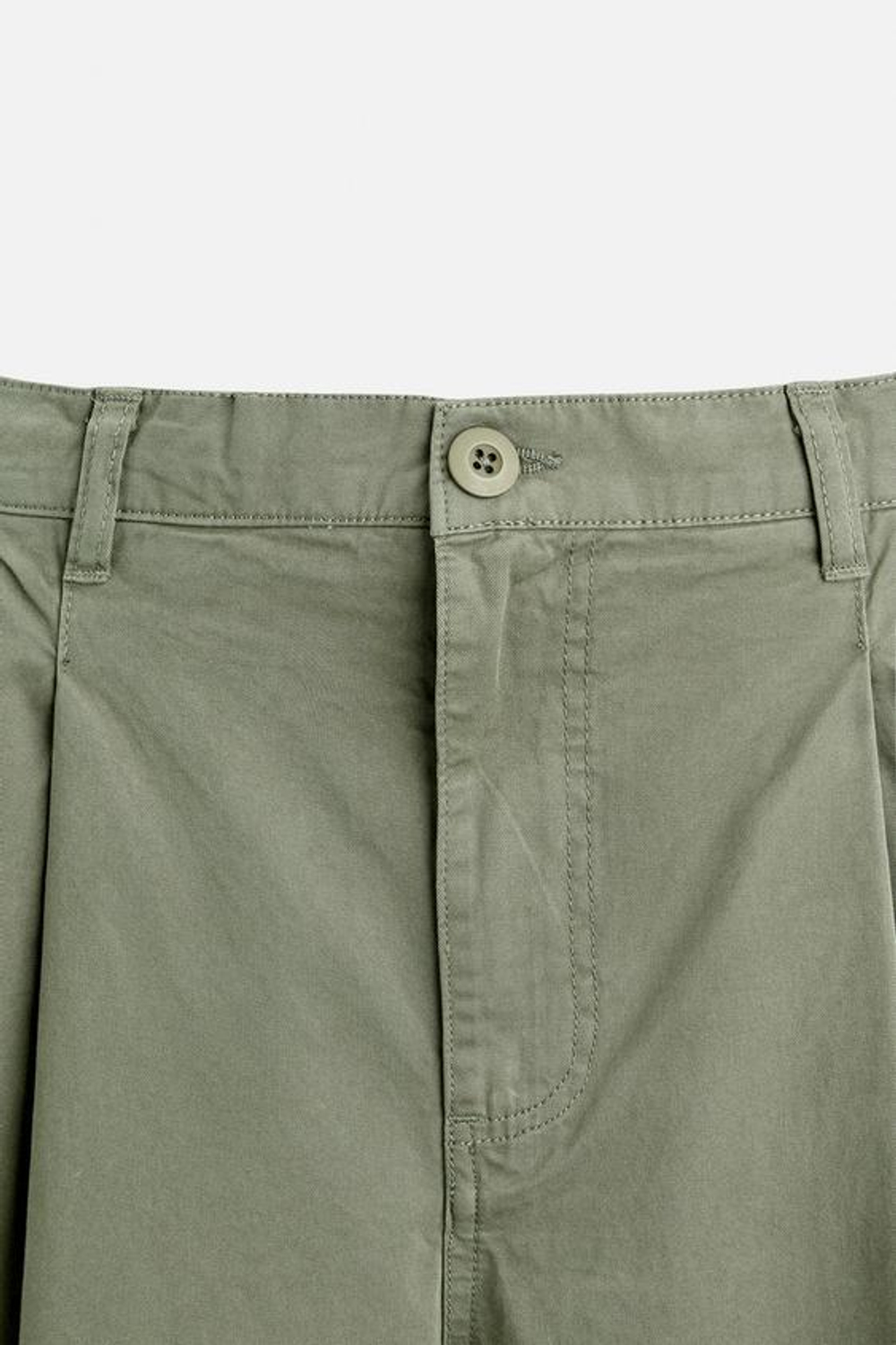 ZARA БРЮКИ СВОБОДНОГО КРОЯ СО СКЛАДКАМИ, ХАКИ