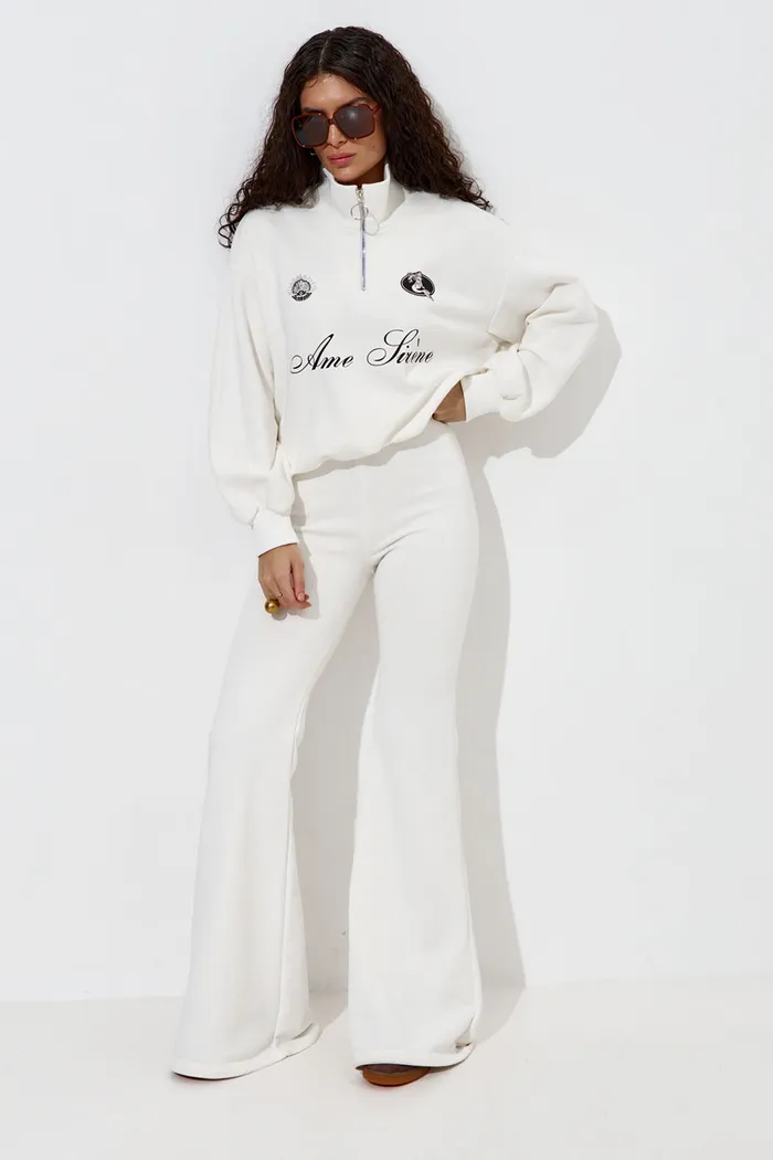 Олимпийка с короткой молнией "Âme Sirène" кремового цвета