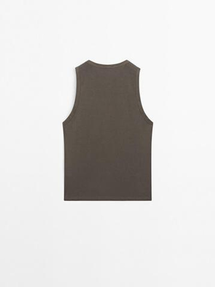 Massimo Dutti Топ из 100% хлопка, темный хаки
