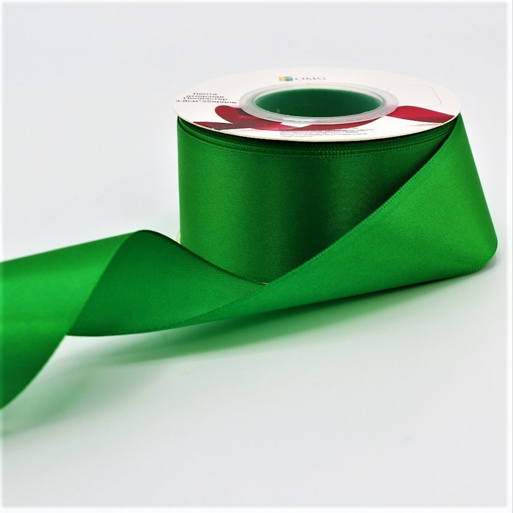 Лента Атласная 3,8см х 28м Полиэстер класс А (Зеленый)