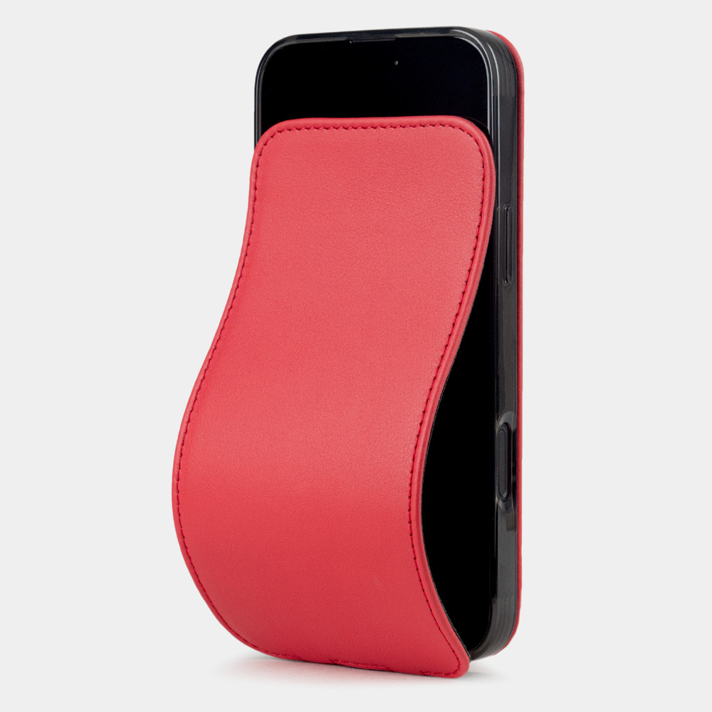 Кожаный чехол для iPhone 16 Pro Max, теленок красного цвета
