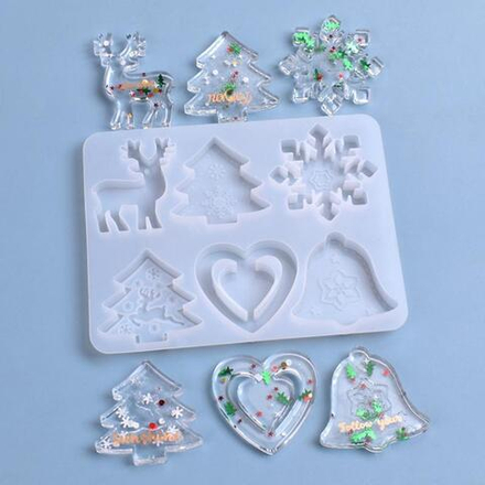 Силиконовый молд «Новогодний набор 6 в1» (размер формы 16.1*12.6 см)