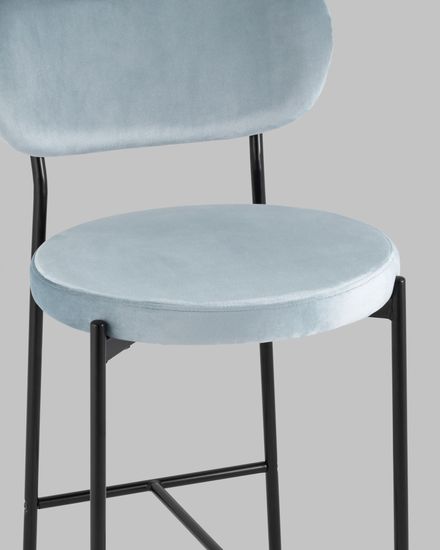 Стул полубарный Барбара велюр серо-голубой