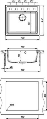Кухонная мойка Dr. Gans Nika 570 (Ника 570) Цвет Белый схема