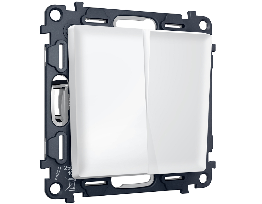 MA123050 Комплект механизма 2-кл выключателя с самовозвратом ALFA Белый матовый QUANT (AP1230, VM129)