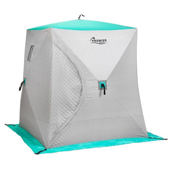Палатка зимняя PREMIER Куб Комфорт утепл. 1,8х1,8 biruza/gray