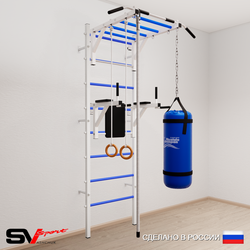 Шведская стенка Sv Sport усиленная 6441 (Турник рукоход/Брусья/Канат/Кольца/Цепь/Мешок 15кг)