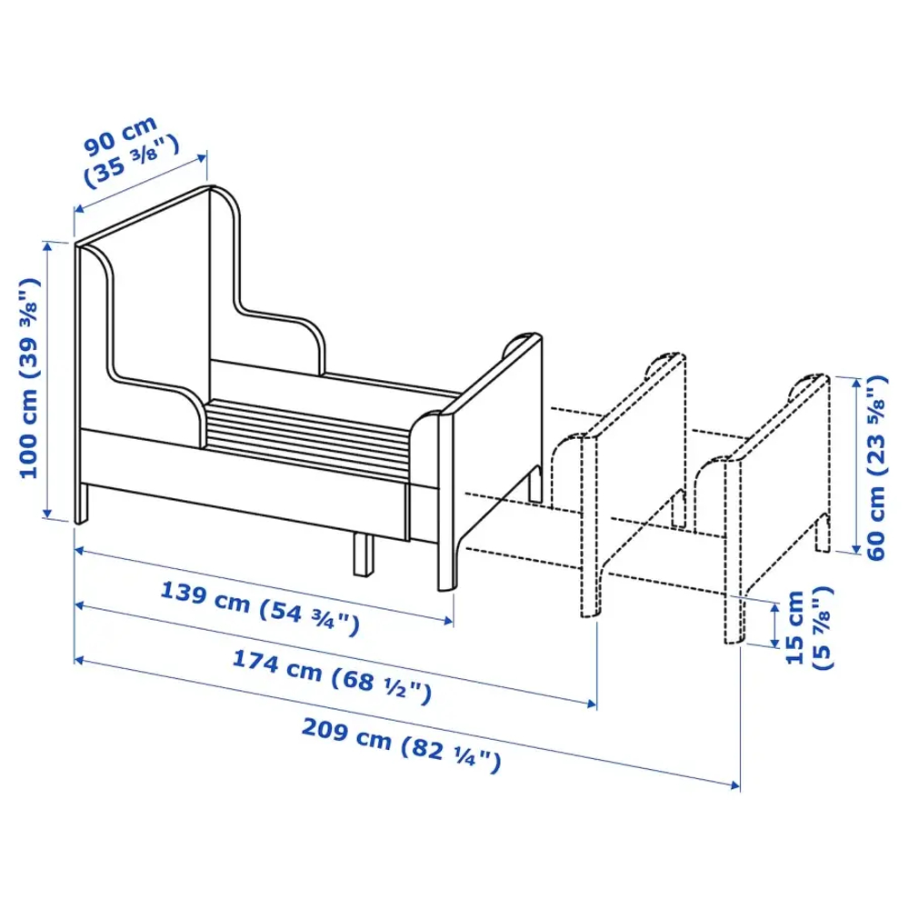 Кровать одноярусная - IKEA BUSUNGE/БУСУНГЕ ИКЕА, 80x200 см, белый