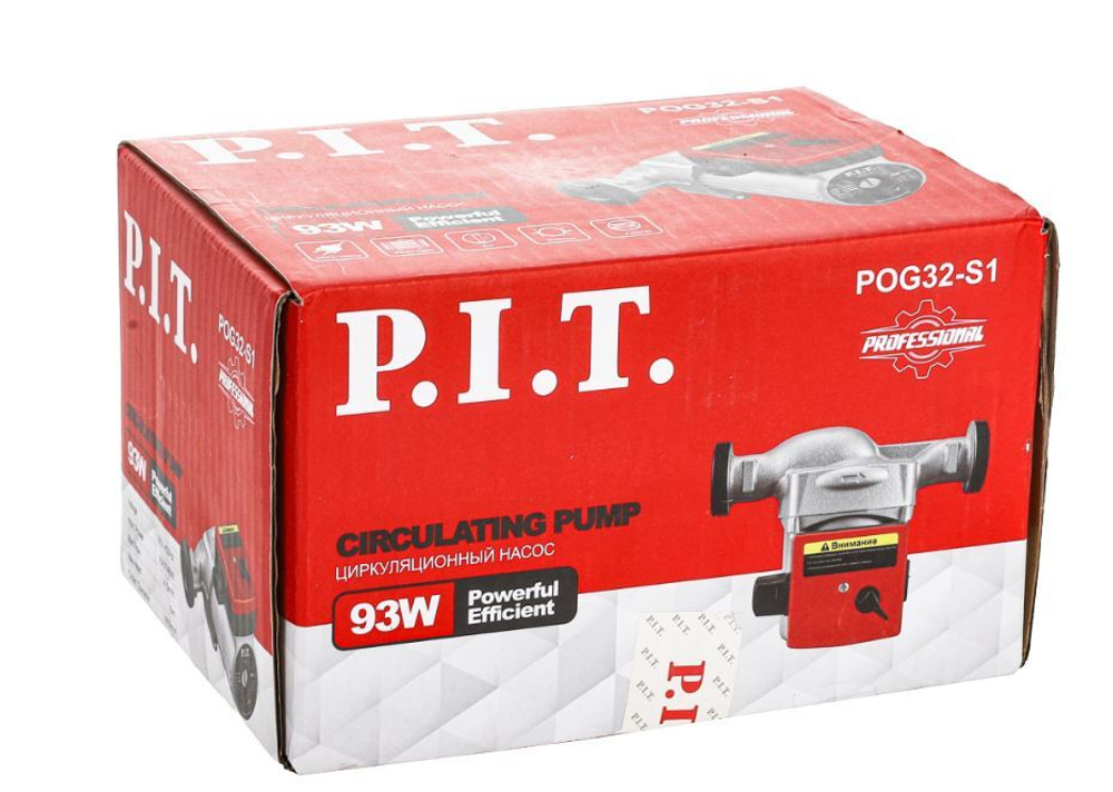 Насос циркуляц. POG32-S1 (93Вт, напор 6м, производ-ть 63л/мин, d отверстия 32мм) P.I.T