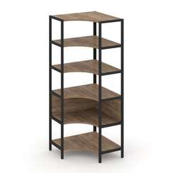 Shelf System Односекционный угловой стеллаж пятиярусный SN.STMU-511 Дуб Табак/Металл Черный 810*810*