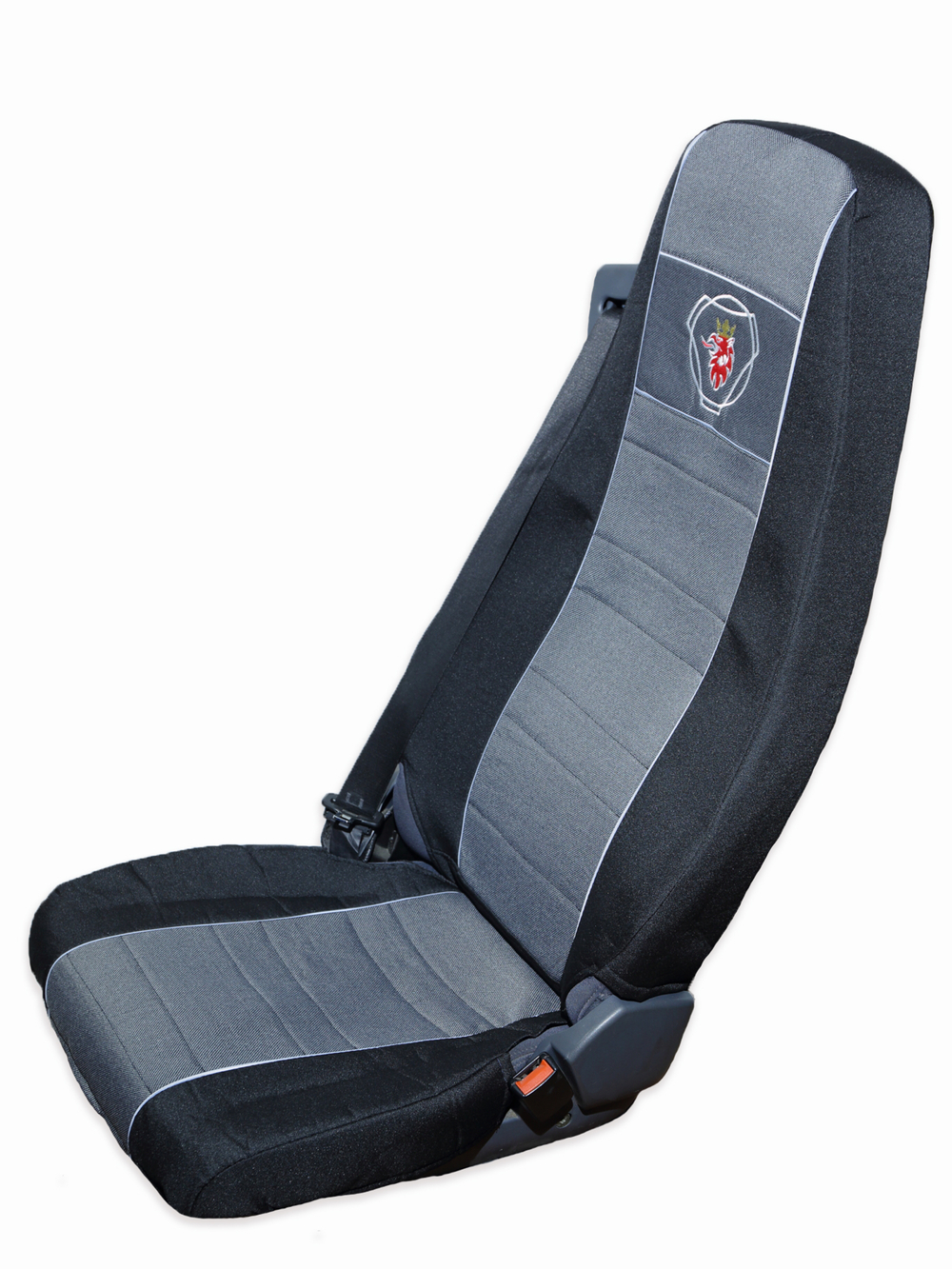 Чехлы SCANIA: 5 серия 2 высоких сиденья (полиэфир, черный, серая вставка)