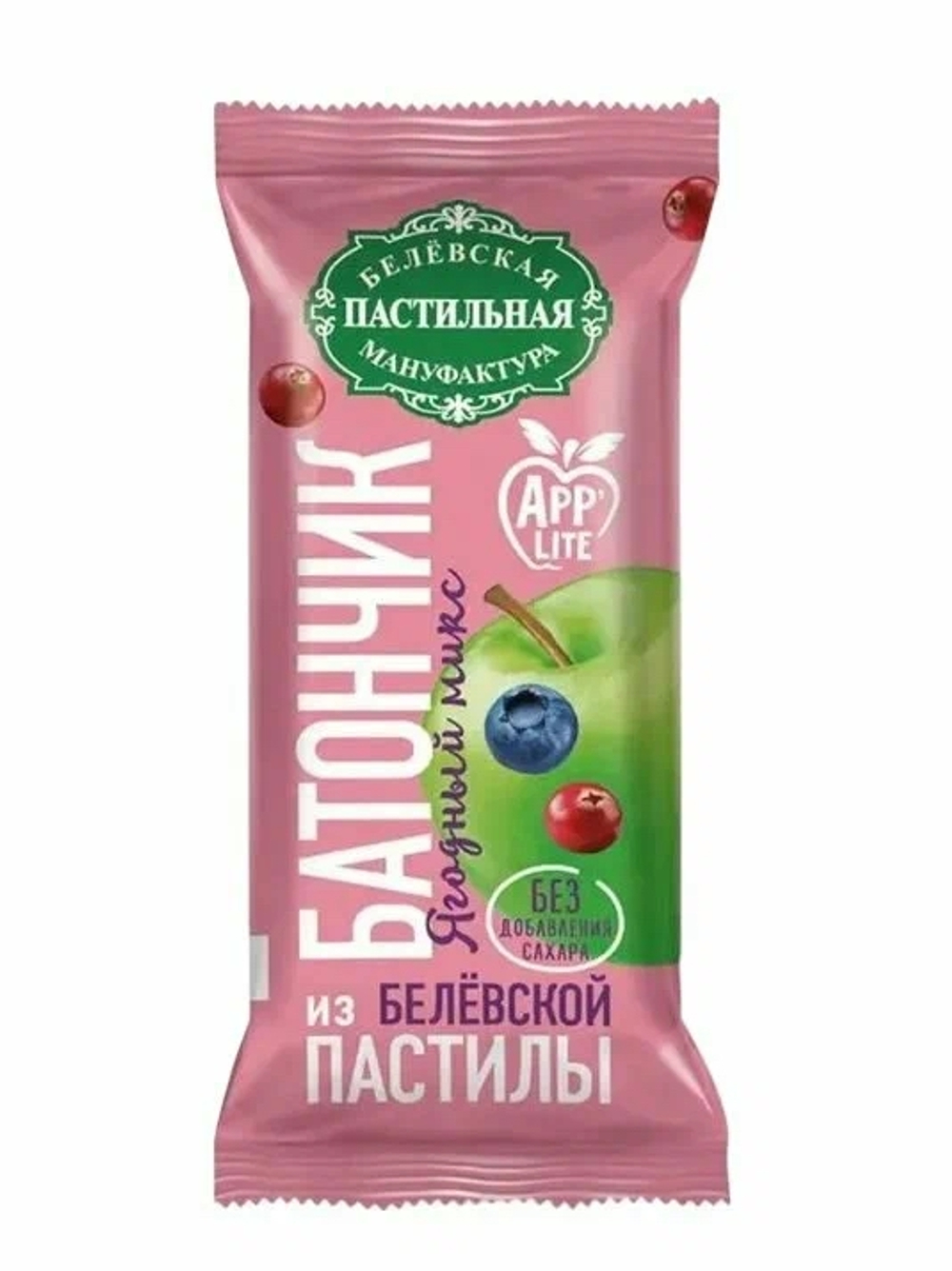 Батончик классический из Белёвской яблочной пастилы без сахара "Ягодное ассорти" (35 гр.)