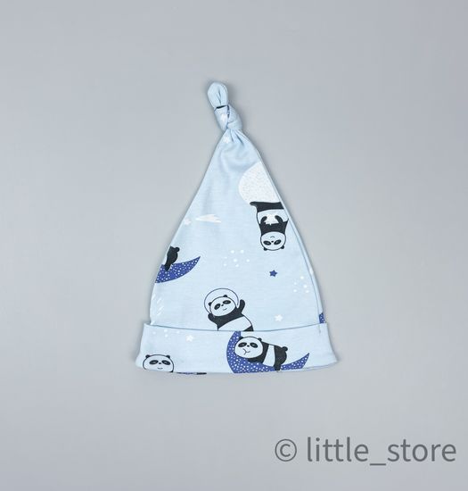 Шапка однослойная "Космические панды" небесная