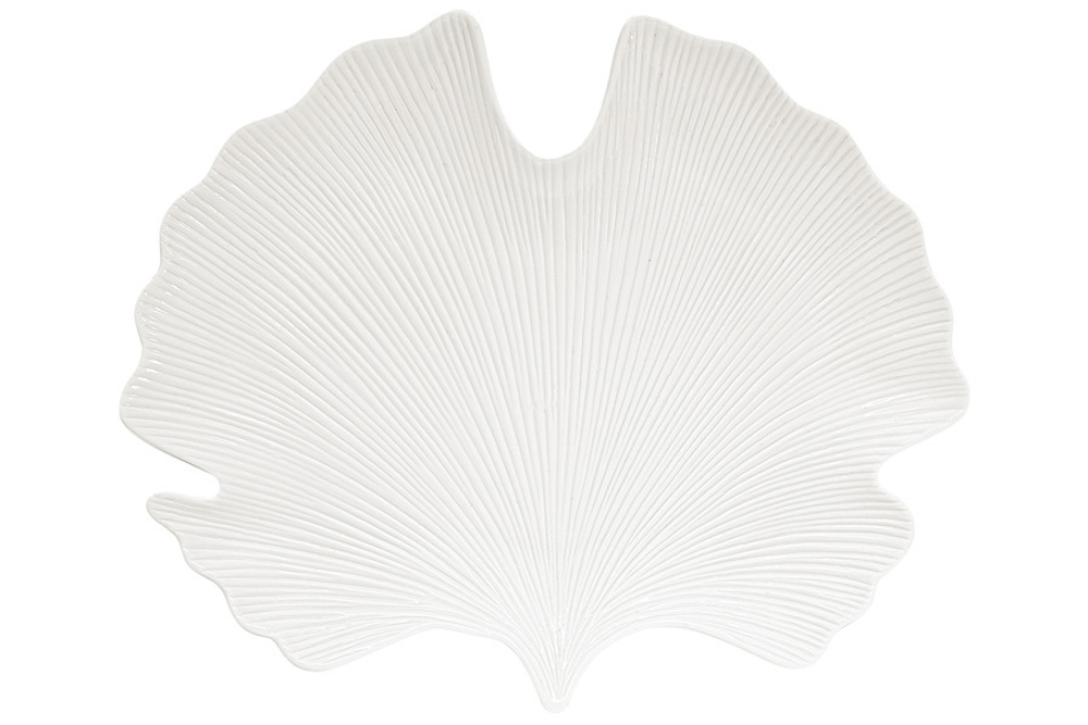 Блюдо 35х29см Easy Life Листок гинкго белый