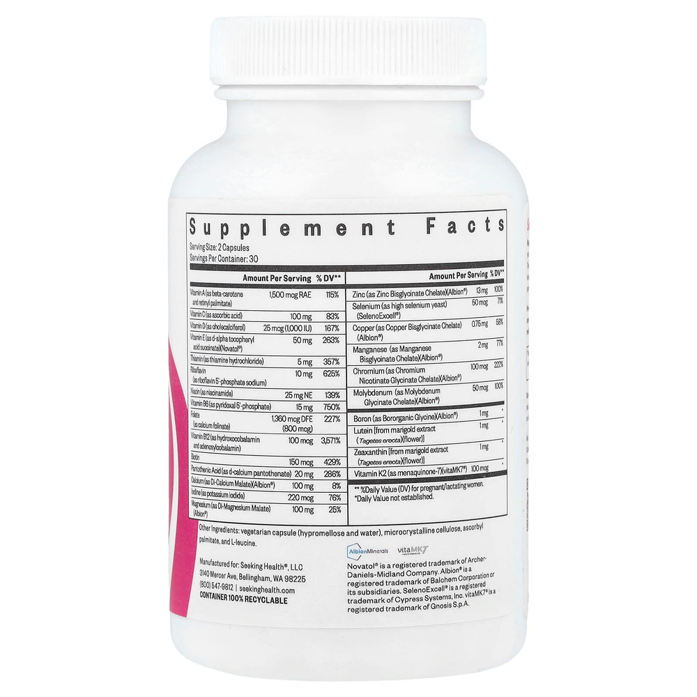 Seeking Health, Prenatal Essentials MF, комплекс витаминов для беременных, без метила, 60 капсул