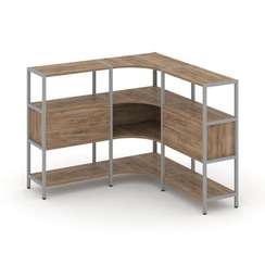 Shelf System Трехсекционный угловой стеллаж трехярусный с ящиками SN.STMU-331 Дуб Табак/Металл Серый