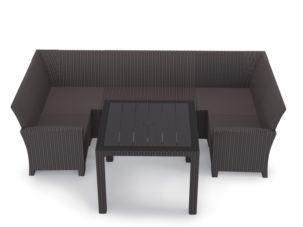 Комплект садовой мебели под ротанг Калифорния “California“с П- образный диваном 136х264х136 см 6 мест без подушек со столом