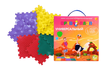 Коврик массажный (ортопедический) модульный "ОРТО ПАЗЛ" МИКС "Универсальный", 8 модулей