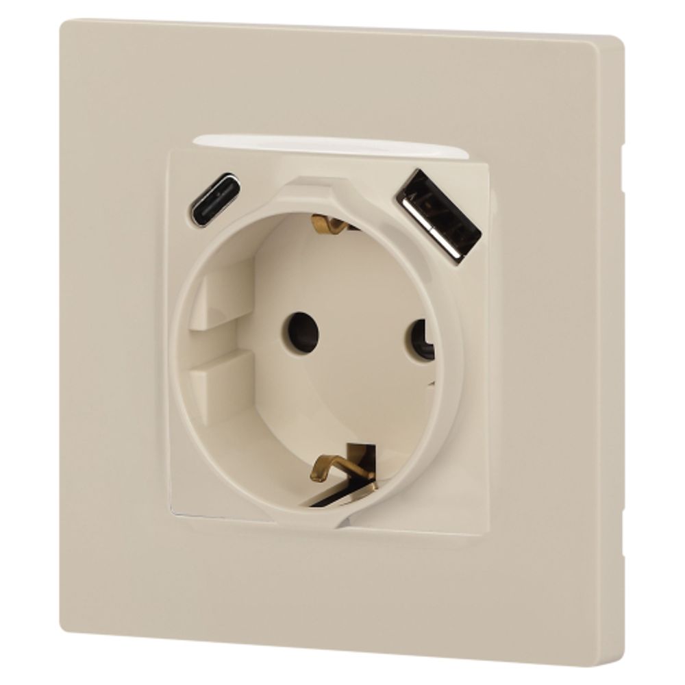 Розетка ЭРА Серия 12 12-4108-02 2P+E 16A-250В со шторками с USB type-A+C 5В-3А слоновая кость