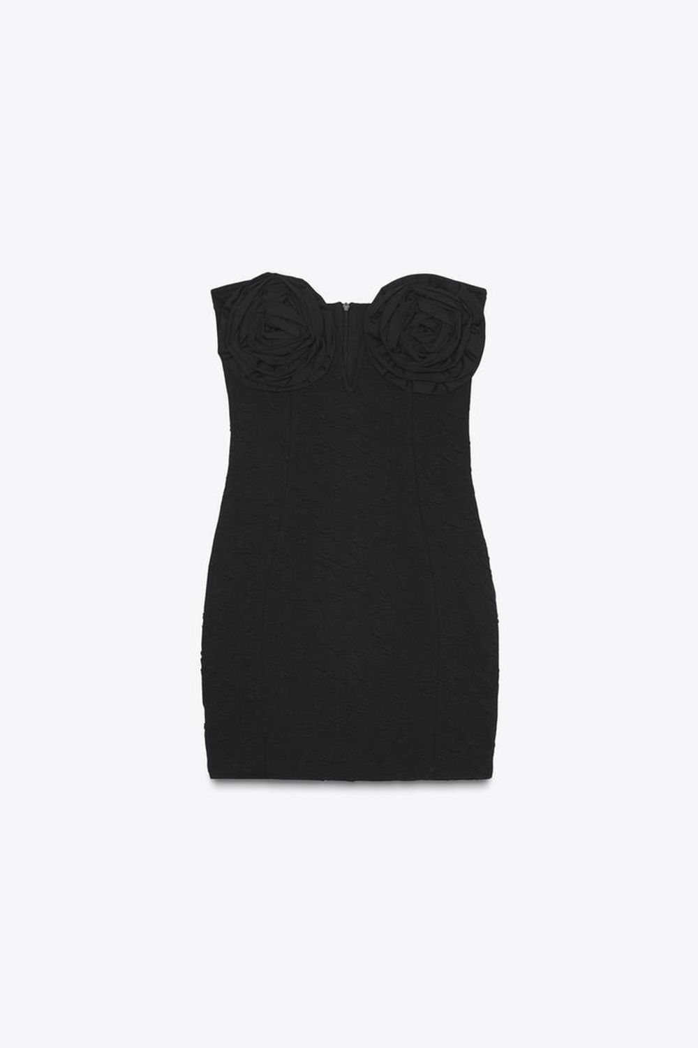 ZARA КОРОТКОЕ ПЛАТЬЕ С ЦВЕТАМИ, ЧЕРНЫЙ