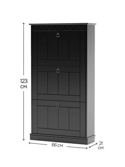 Обувница для прихожей Индра, 3 двери, 123х66х21, черный