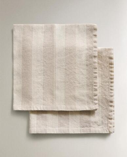 ZARA HOME ЛЬНЯНЫЕ САЛФЕТКИ (НАБОР ИЗ 2 ШТ.), БЕЖЕВЫЙ