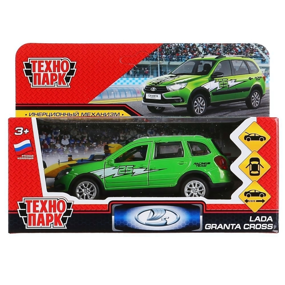 Модель ин. мет. "Lada Granta cross 2019 спорт" 12см, зеленый в коробка GRANTACRS-12SRT-GN (Технопарк)