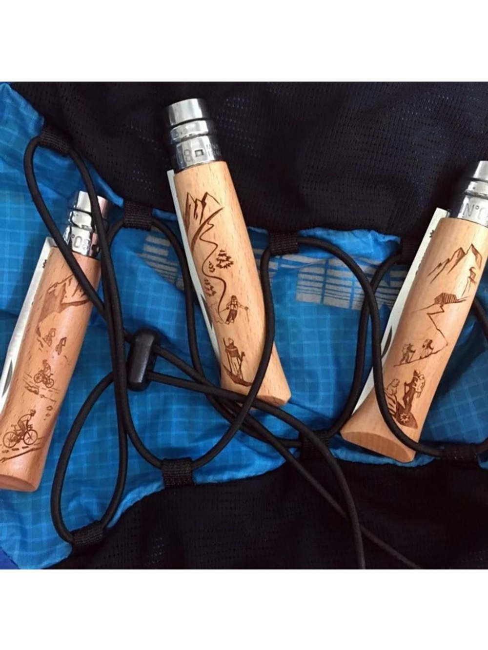 Нож Opinel №8 Alpine adventures, нержавеющая сталь, рукоять дуб, гравировка пеший туризм