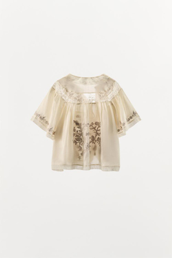 ZARA ТОП В РОМАНТИЧЕСКОМ СТИЛЕ С ВЫШИВКОЙ, ЭКРЮ