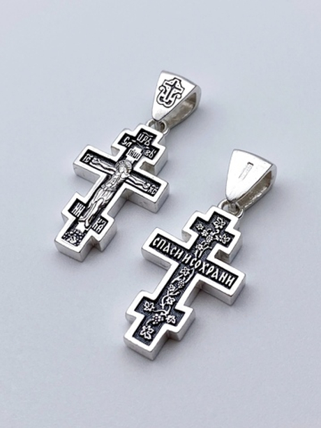 Крест из серебра/Чернение/С подвижным ухом