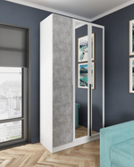 Шкаф распашной Мадрид, с зеркалом, 1,2м, белый/ателье светлое