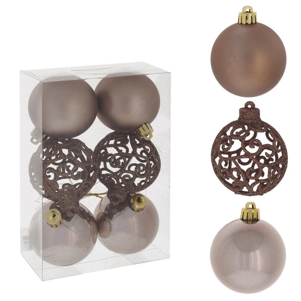 GAEM Набор из 6шт Украшение новогоднее Шар "Вензель шоколадный", D6 см, L6 W6 H7 см