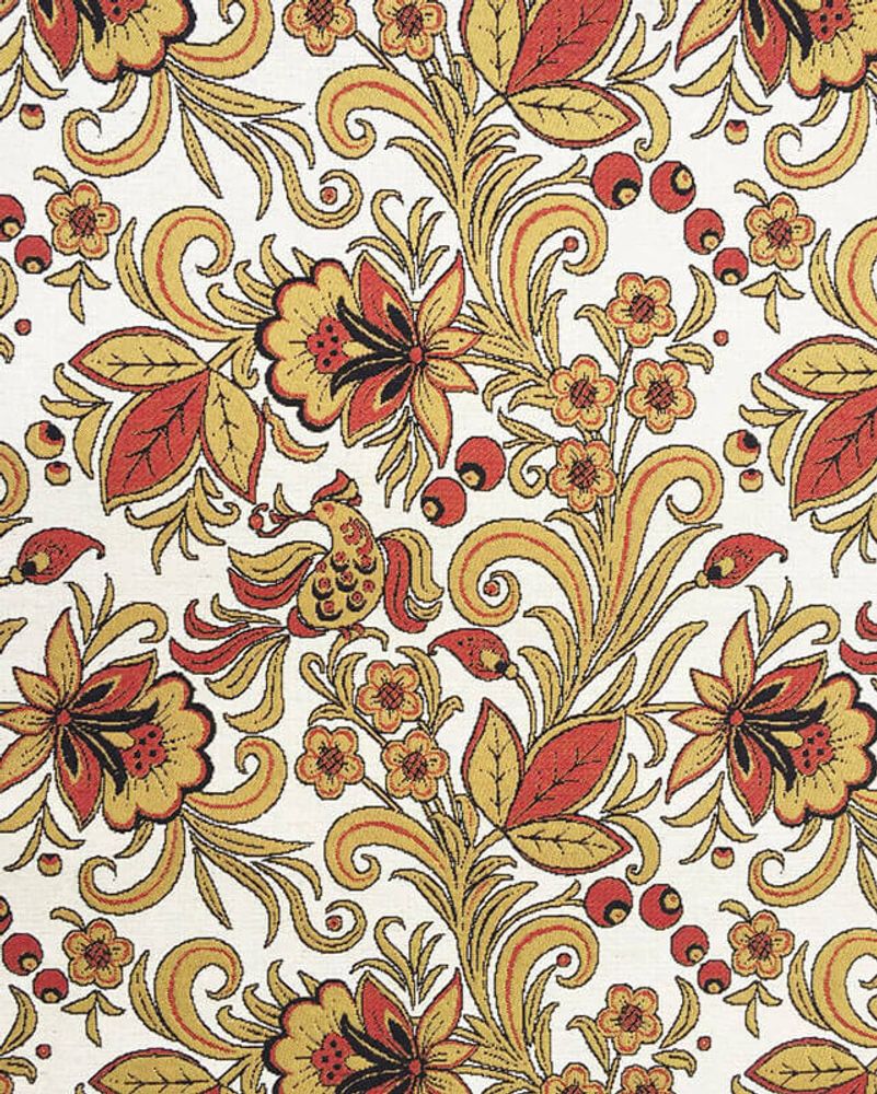 Гобелен в русском стиле Хохлома белая