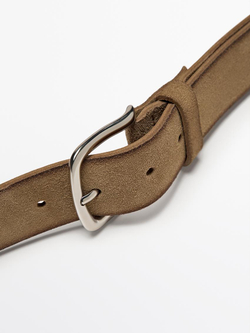 Massimo Dutti Ремень из мягкой ткани наппа, песочный