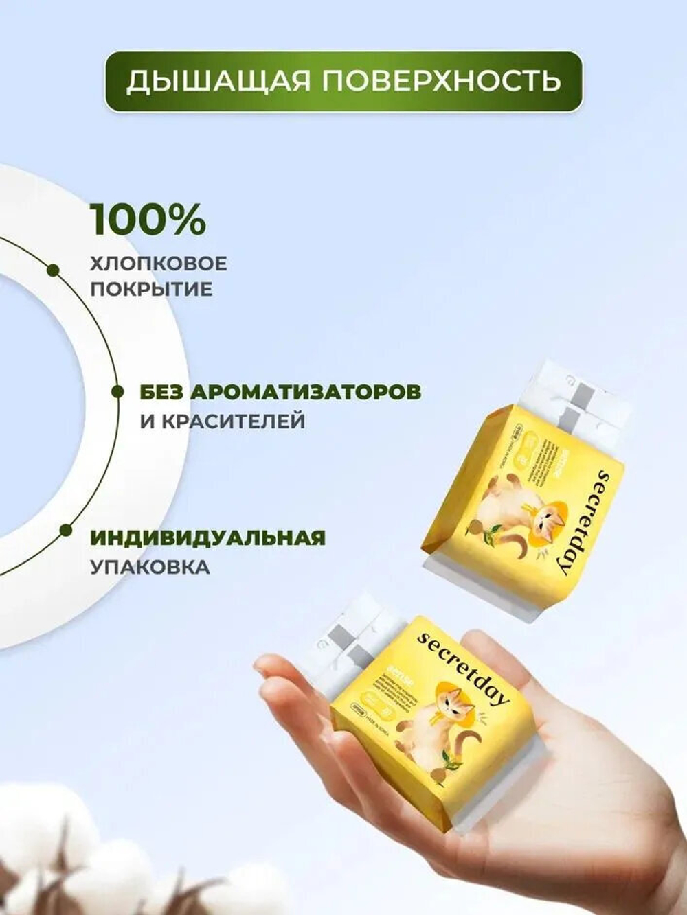 Ультратонкие ежедневные прокладки Secret Day, XS 20 шт в индивидуальной упаковке. Корейские ежедневки