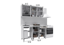 Кухня Осло, 1,6м Карбон Фарфор