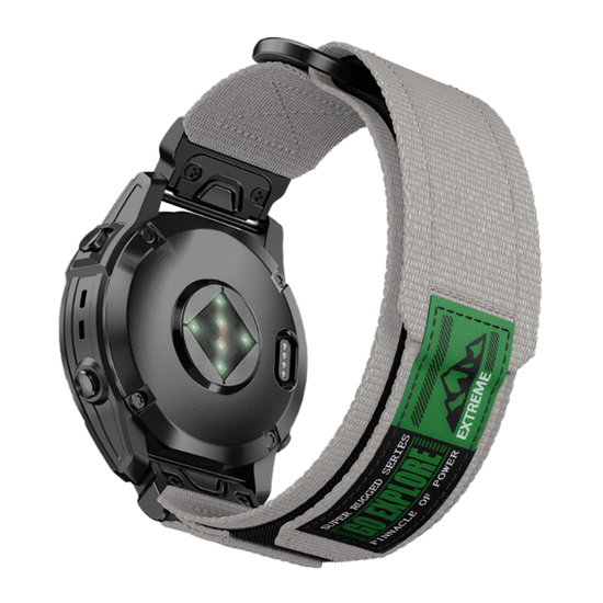 Нейлоновый ремешок 22 мм для Garmin (циферблат 47 мм) QuickFit на липучке (Серый металик)