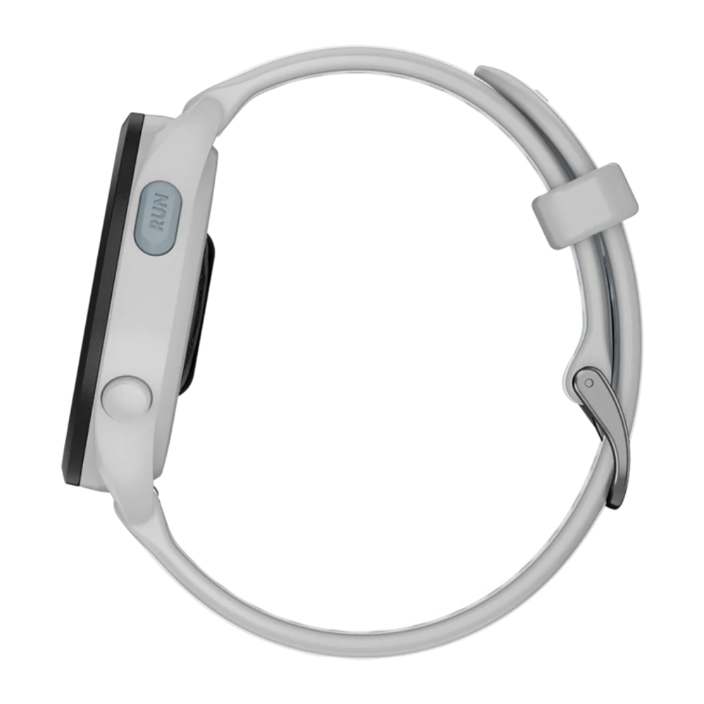 Спортивные часы Garmin Forerunner 165, силиконовый ремешок цвета «туманный серый»/«Уайтстоун» AMOLED-дисплей. Ремешок с классической застёжкой — на запястье обхватом 126–203 мм