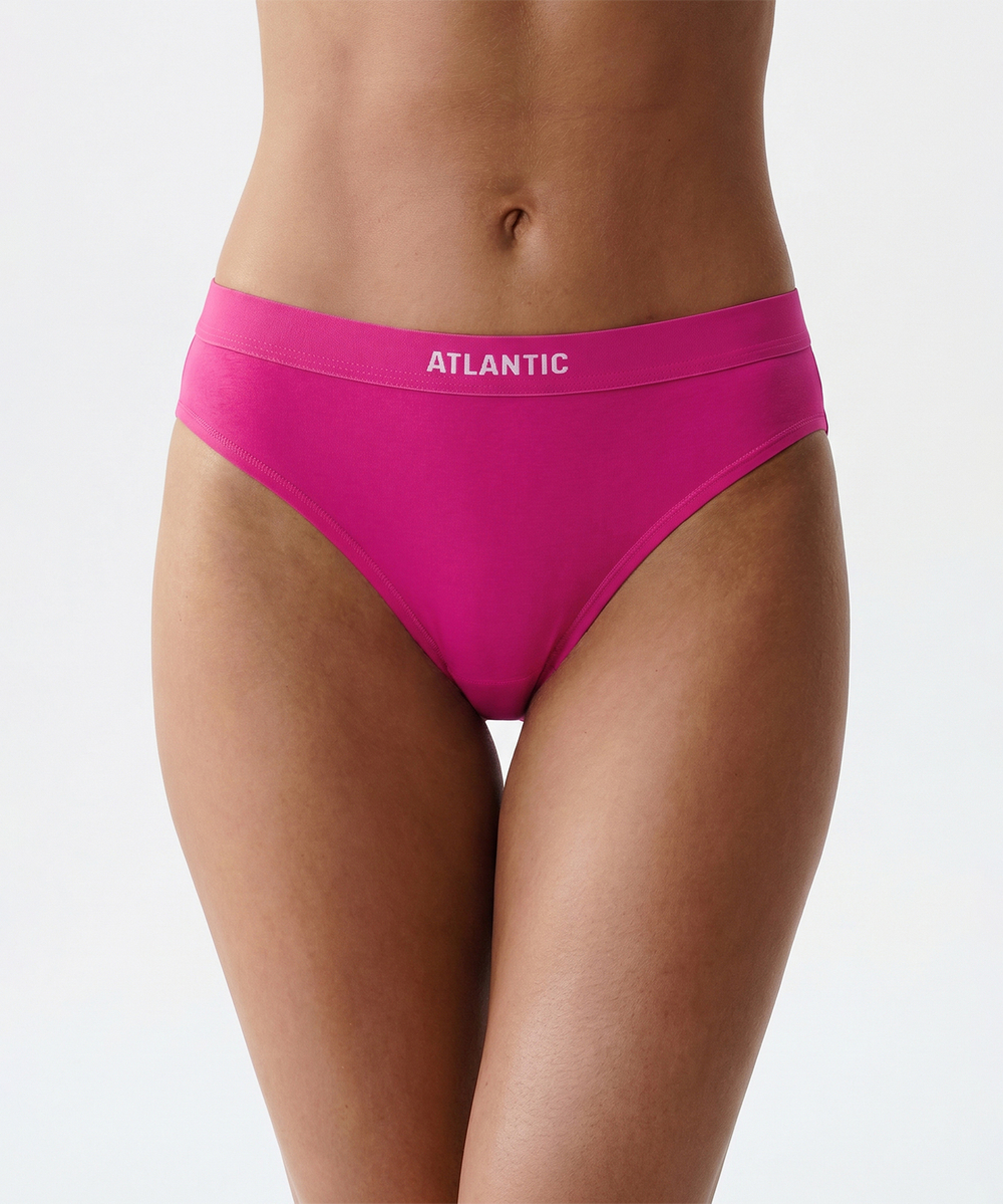 Трусы женские спорт Atlantic, набор из 3 шт., хлопок, фуксия + светлый капучино + светло-розовые, 3CLP-012