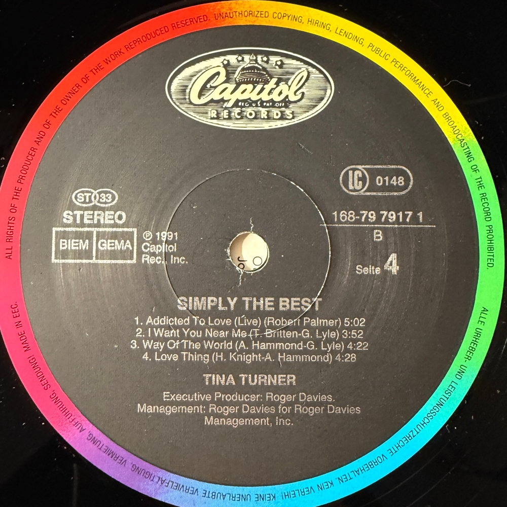 Tina Turner ‎– Simply The Best 2LP (Европа 1991г.)