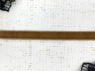 Лента бархатная, ш. 1 см, светло-коричневый